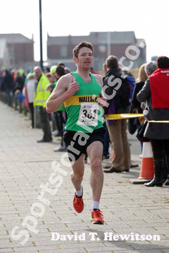 Chris Smith (Wallsend) finishing the Transped Blyth Valley 10k.